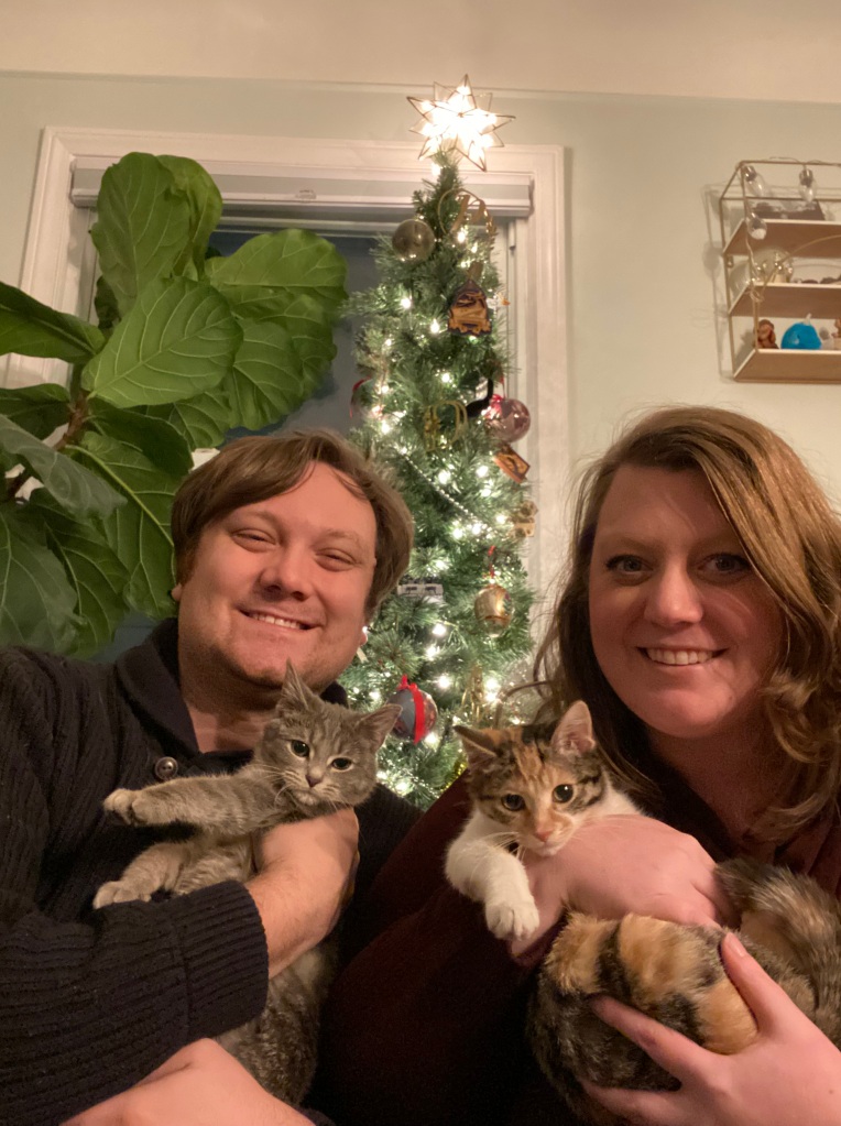 Philips Family with their Cats, Cosmo and Marigold 